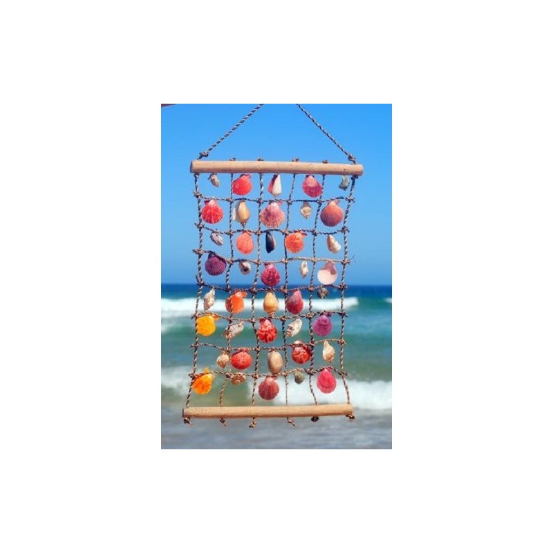 Rope Square with Citrus Sea Shells - 60cm
