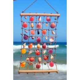 Rope Square with Citrus Sea Shells - 60cm