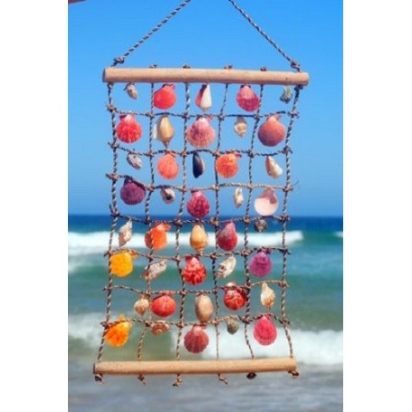 Rope Square with Citrus Sea Shells - 60cm
