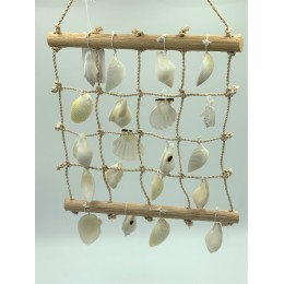 Small Hanging Net with All White Shells